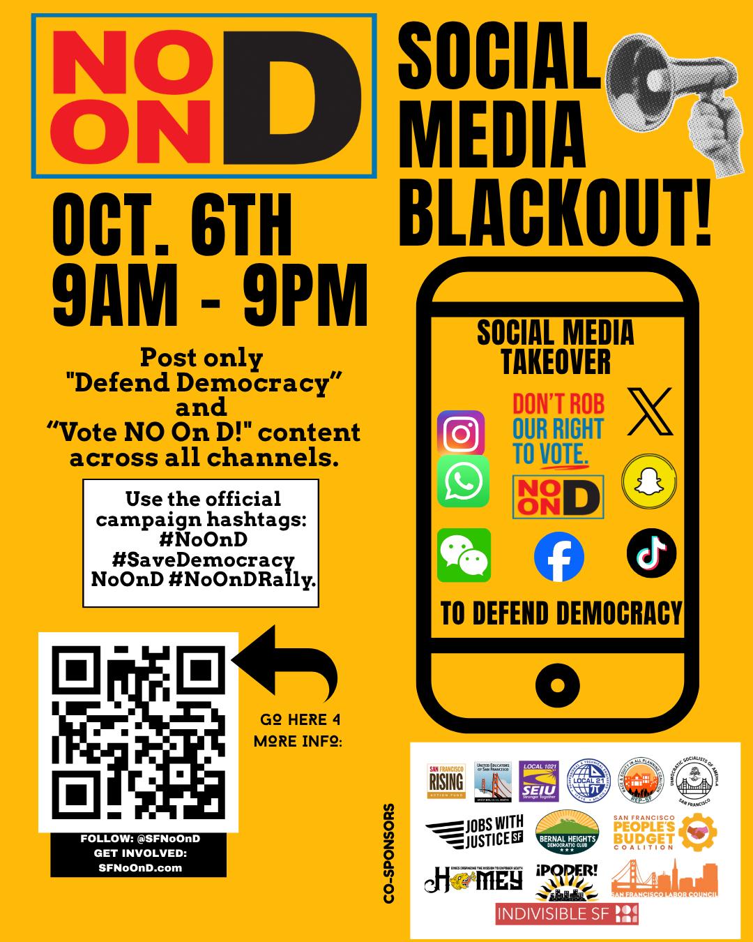 No on D social media blackout flyer in English